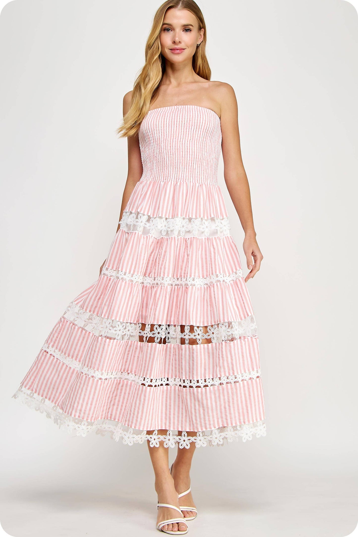 Lena Eyelet Midi Dress - Bohemian Resort Wear