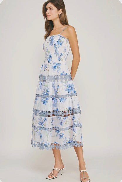 Lena Eyelet Midi Dress - Bohemian Resort Wear