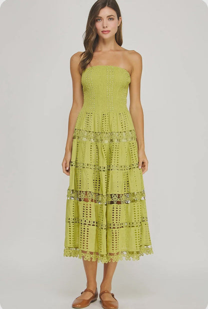 Lena Eyelet Midi Dress - Bohemian Resort Wear