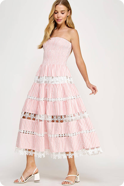 Lena Eyelet Midi Dress - Bohemian Resort Wear