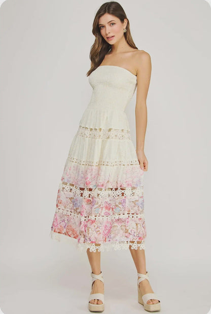 Lena Eyelet Midi Dress - Bohemian Resort Wear