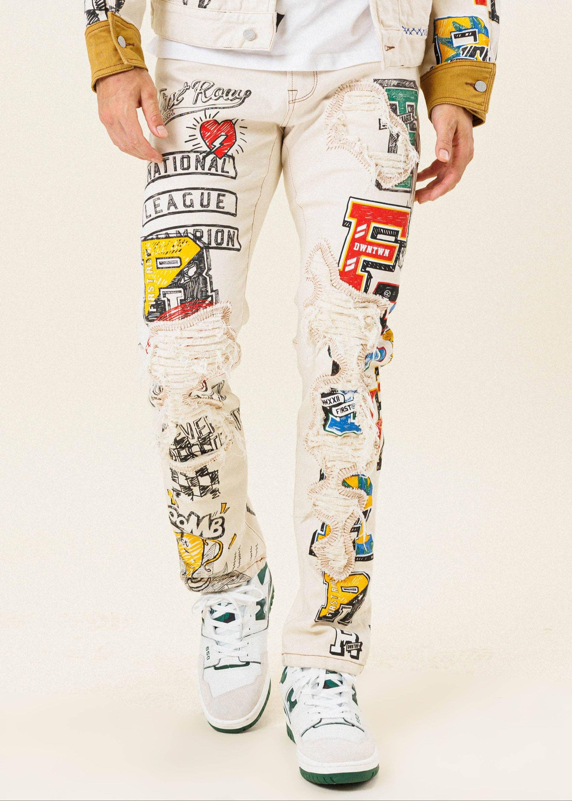 All-Over Doodling Artist Fitted Jeans by Da Bohemian Bazaar